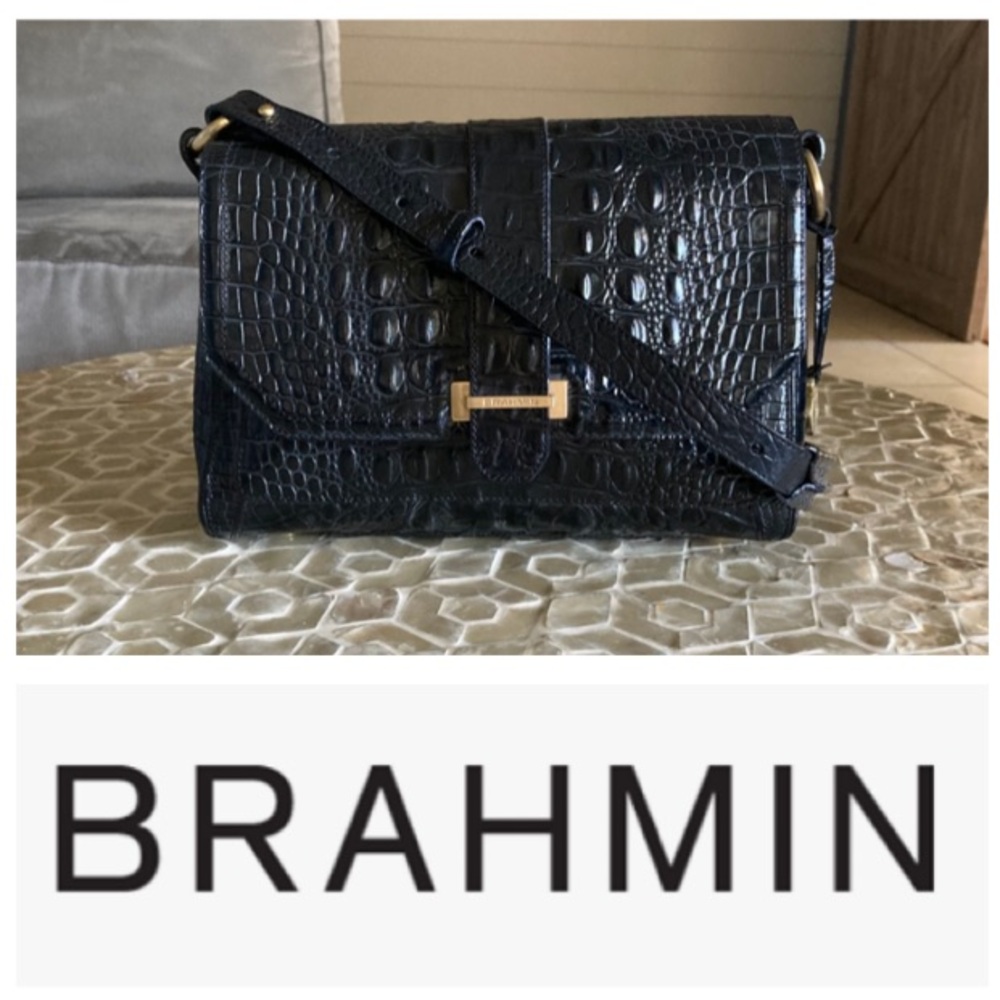 Brahmin croc-embossed crossbody/ shoulder bag